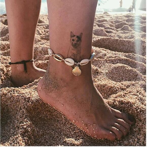 T&J Designs Jewelry - 6 Seashell Anklet Bracelets OSFA black cord tie closure half shells silver gold
